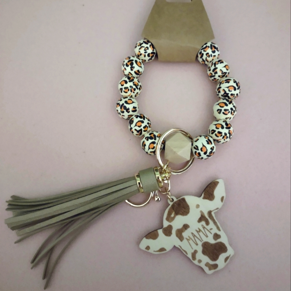 Cow Print Keychain